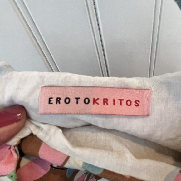 Erotokritos Print Fabric Handbag Purse Eiffel Tower Airplanes Brown Pink - Picture 4 of 6